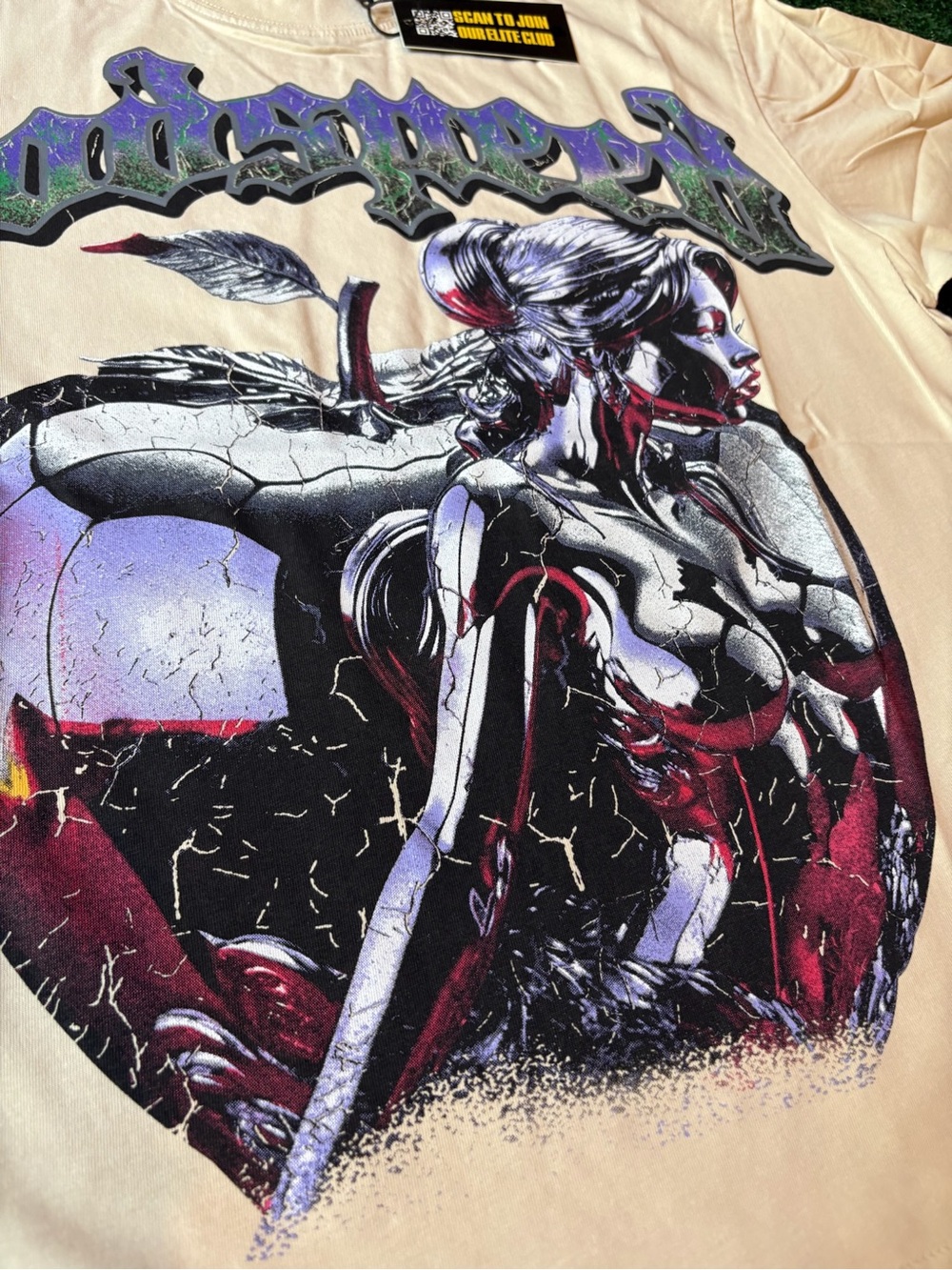 Gothic Graphic Short Sleeve Tee - Beige - Picture 2 of 9